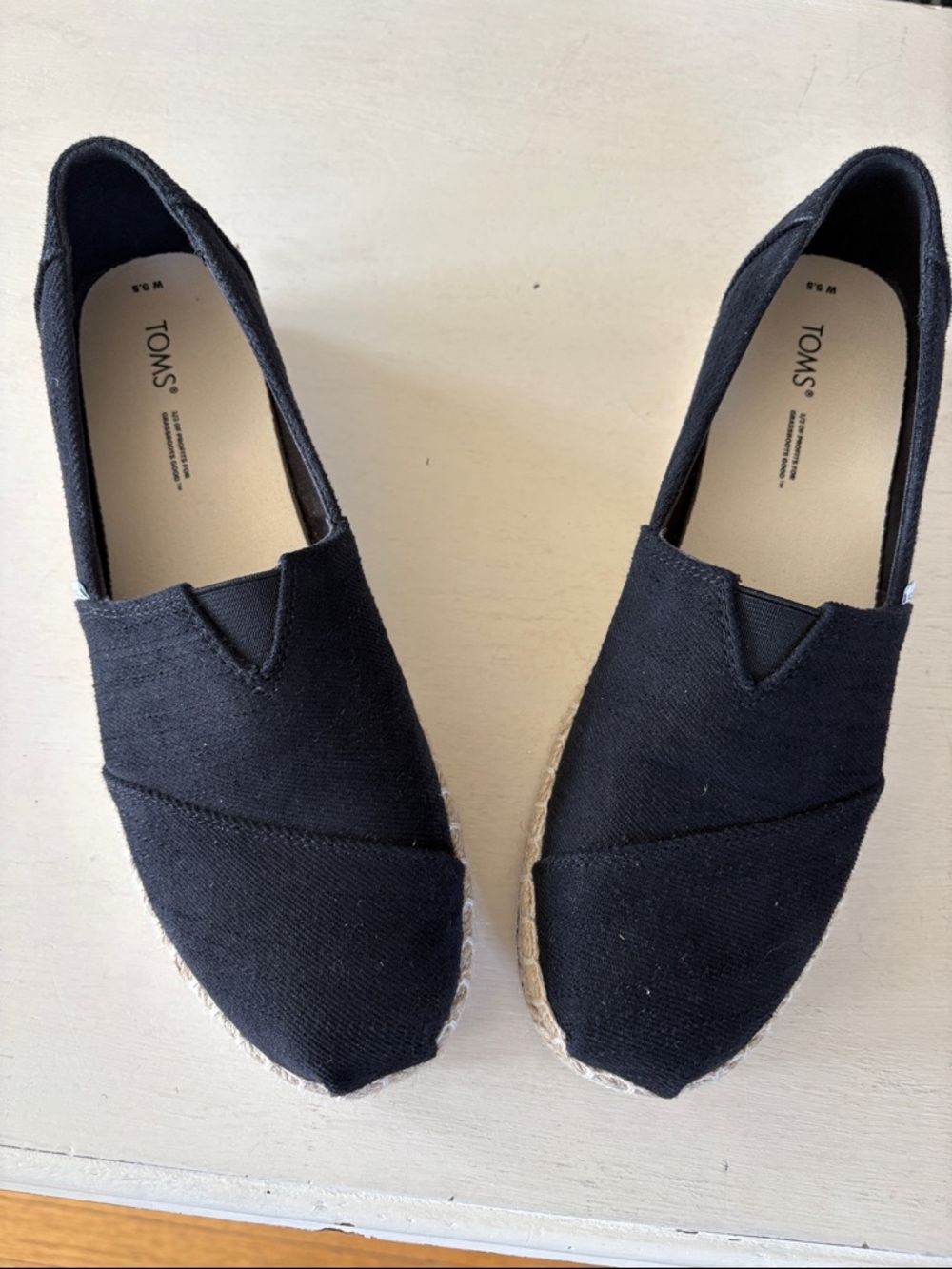 Toms Black Canvas Slip-On Espadrilles
